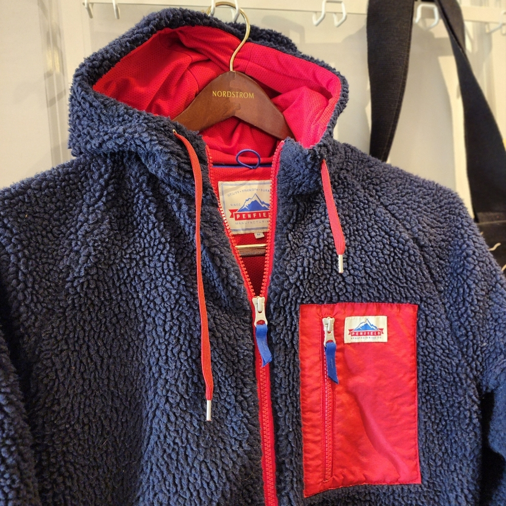 Penfield Zip Sherpa Style Fleece with Hood